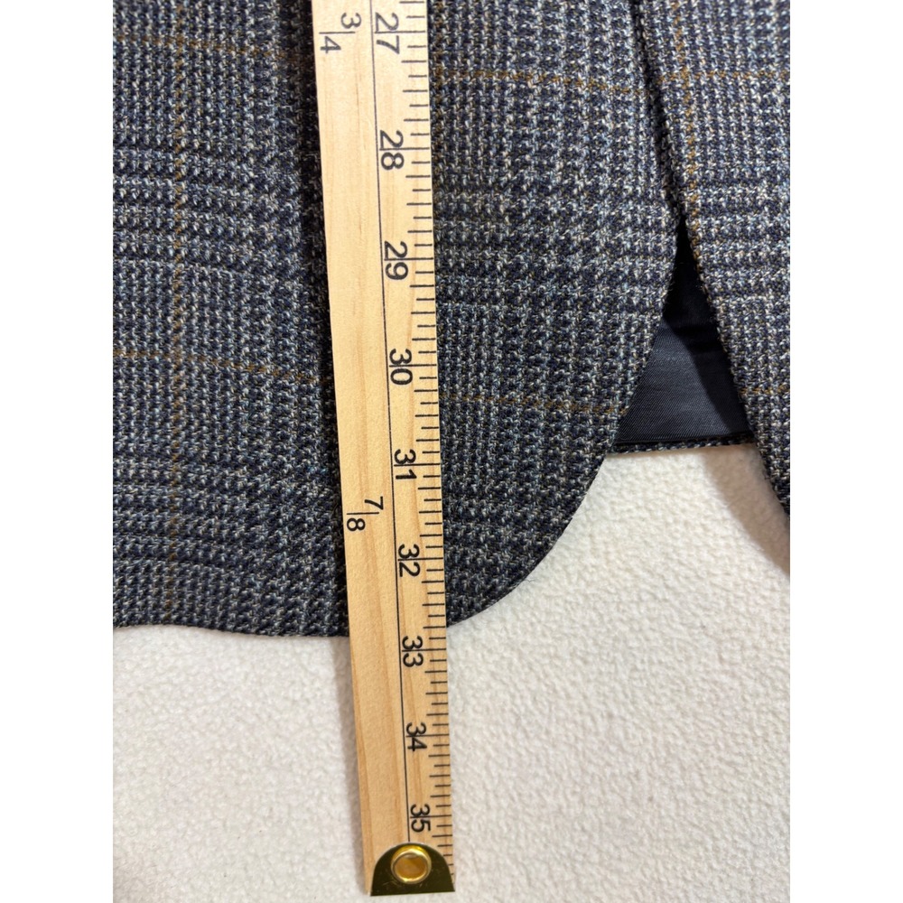 Jos A Bank Corporate Collection Mens Grey Plaid Wool Blazer Sport Coat Sz 48 - Picture 6 of 8